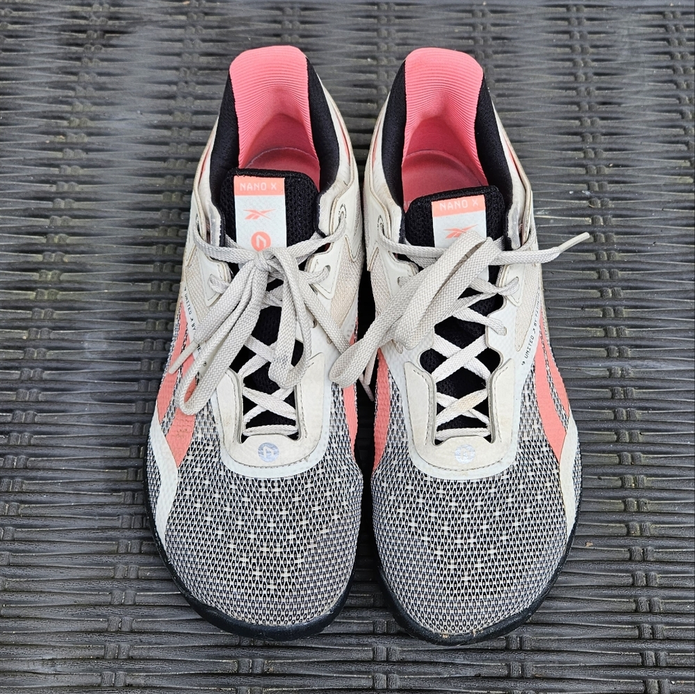 Reebok Womens Nano X Sneakers Shoes White/Black Cross Training Lace Up